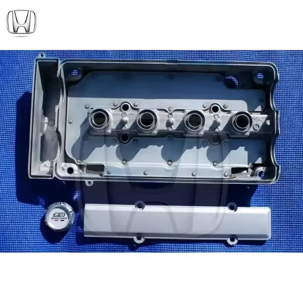 Wrinkle Blue B Series rocker valve cover (includes silver spark plug cover and oil cap) 