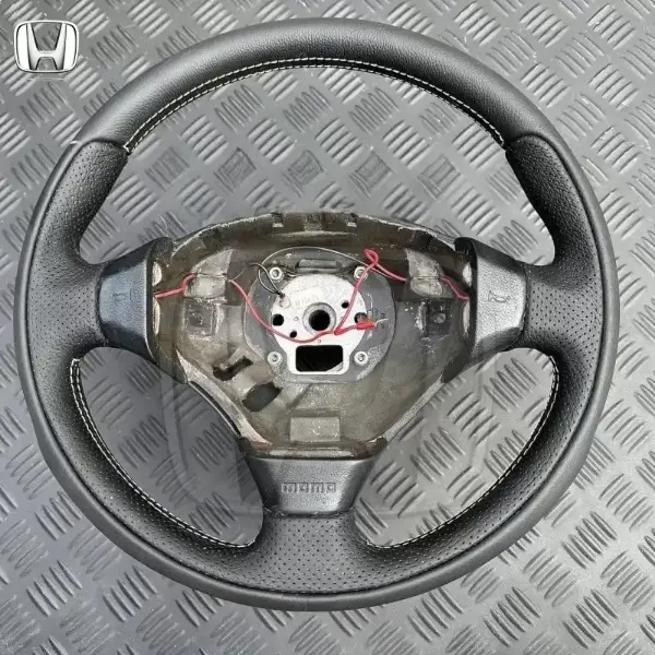 EK9 Steering Wheel Airbag, Rewrap Leather Yellow Stitch 